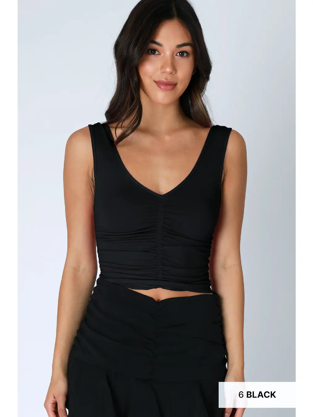V Neck Shirred Top
