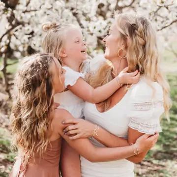 Mother / Daughter Pink with Pearls and Gold Hearts Shareable Hair Tie Bracelets