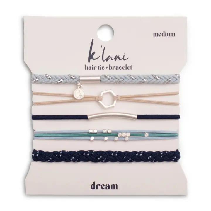 Dream Shades of Blue with Silver Accents Hair Tie Bracelets