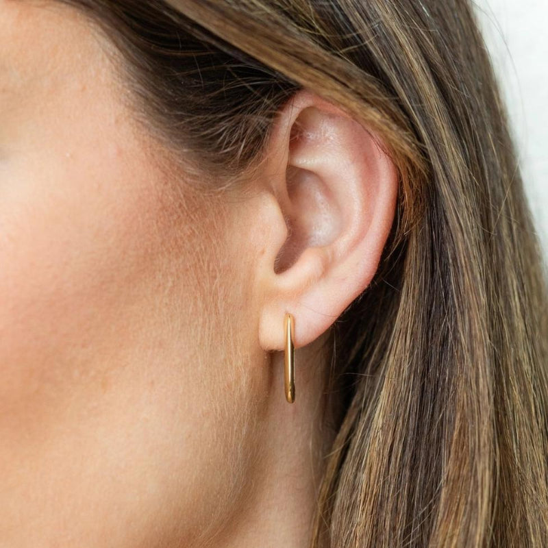Splendid Iris Contemporary Silver Oblong Hoops