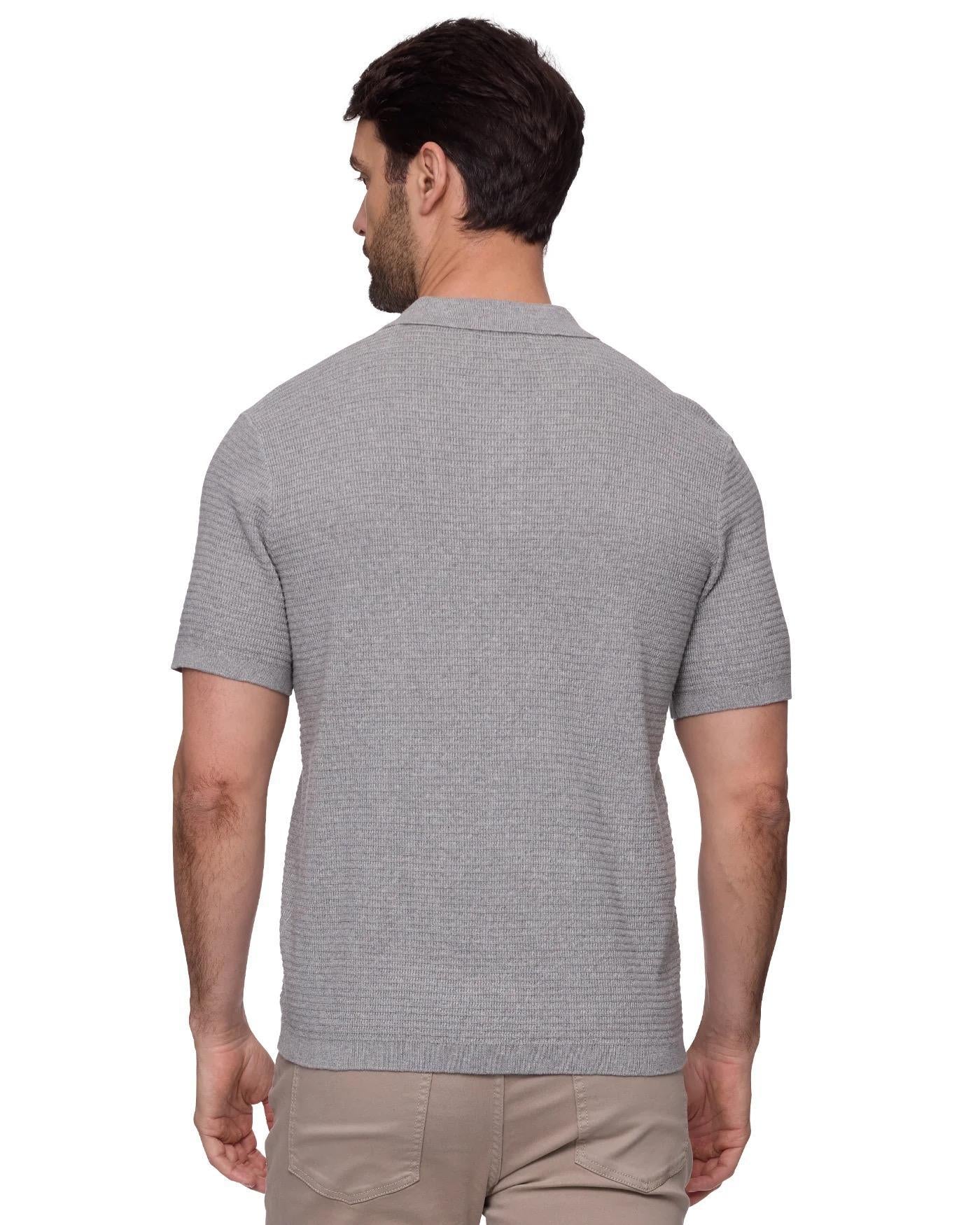 Donelly S/S Textured Sweater Polo - Grey Heather