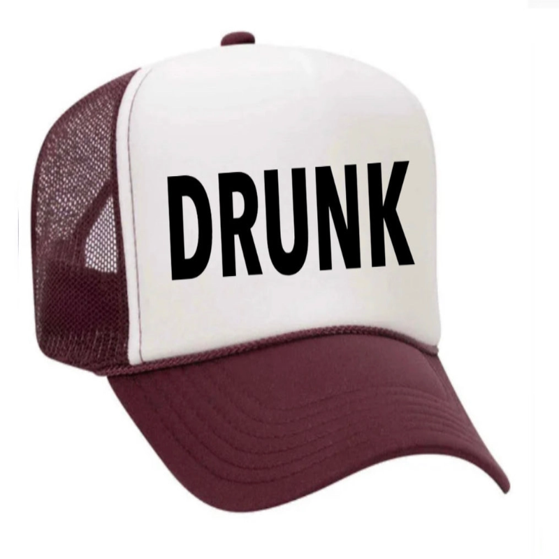 Drunk Trucker Hat | Maroon/White