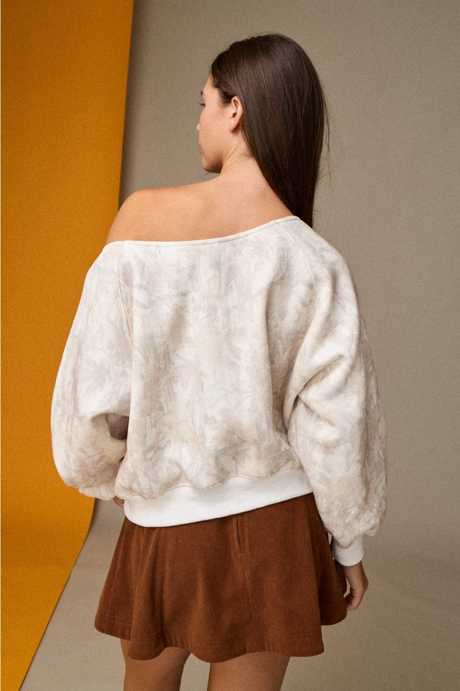 Nature Camo Off-Shoulder L/S Top
