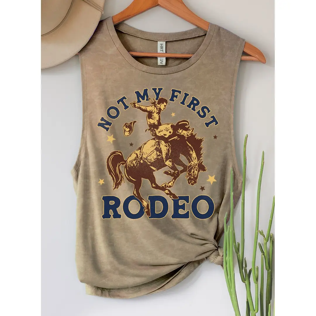 Not My First Rodeo Mineral Graphic Tank Top