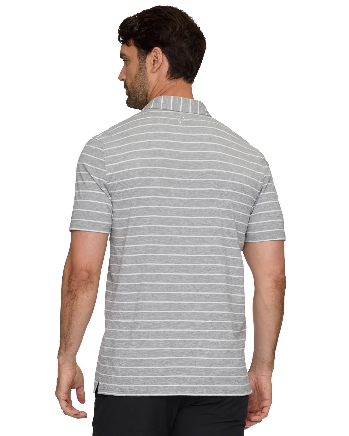 Elite Striped Performance Polo - Charcoal Heather