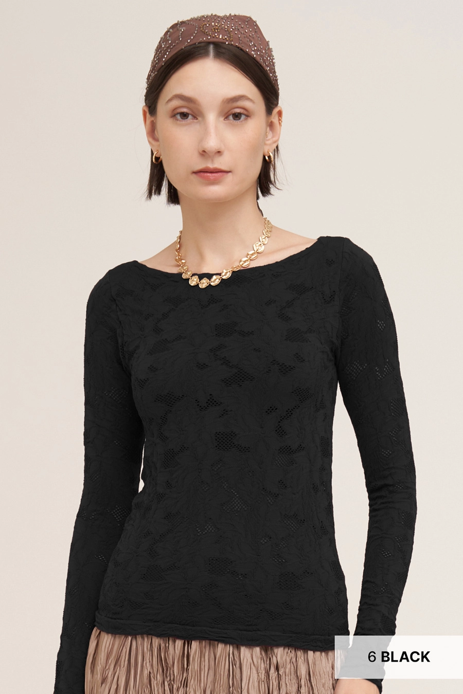 Floral Lace Boat Neck Top