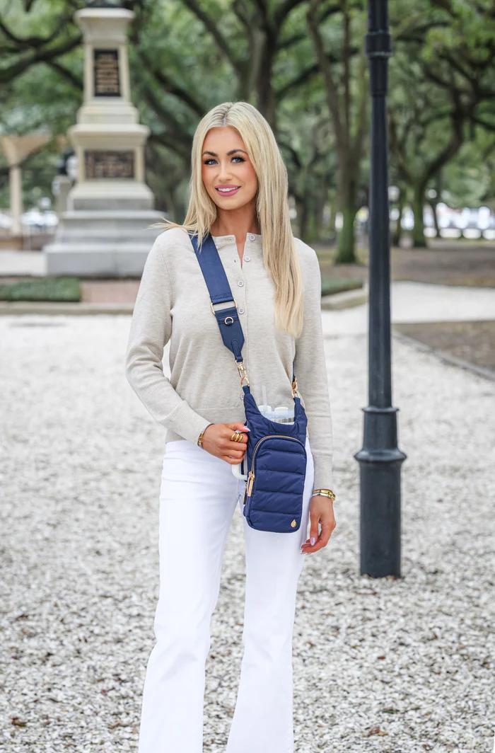 HydroBag Navy Matte with Solid Vegan Leather Strap