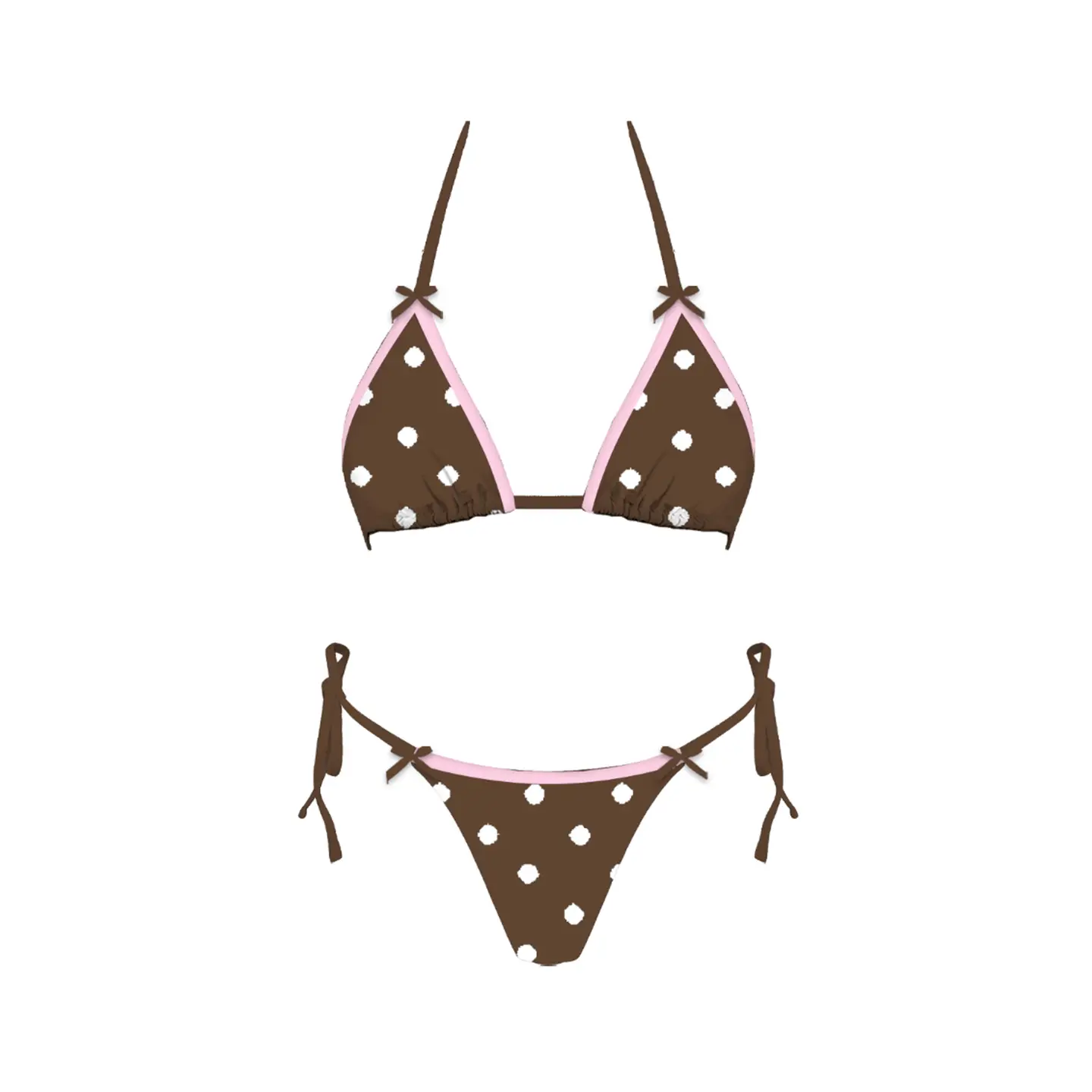 Cafe Polka Bikini Top - Brown