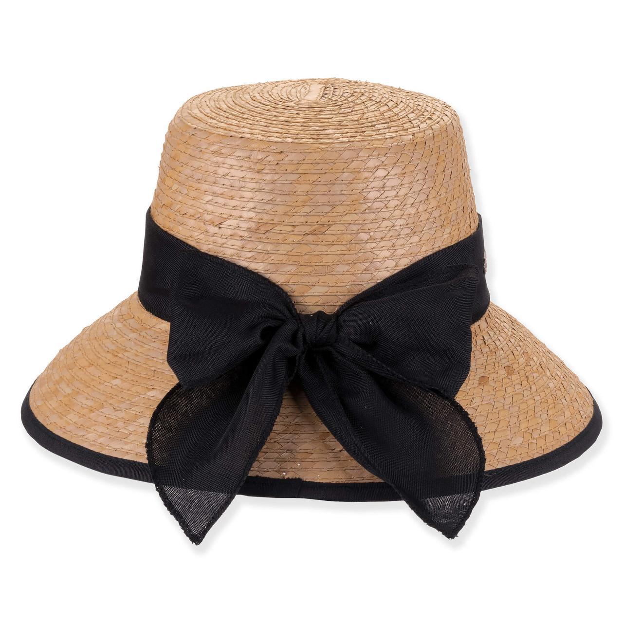 Womens Palm Straw Bucket Hat Brim 3.25" - Natural
