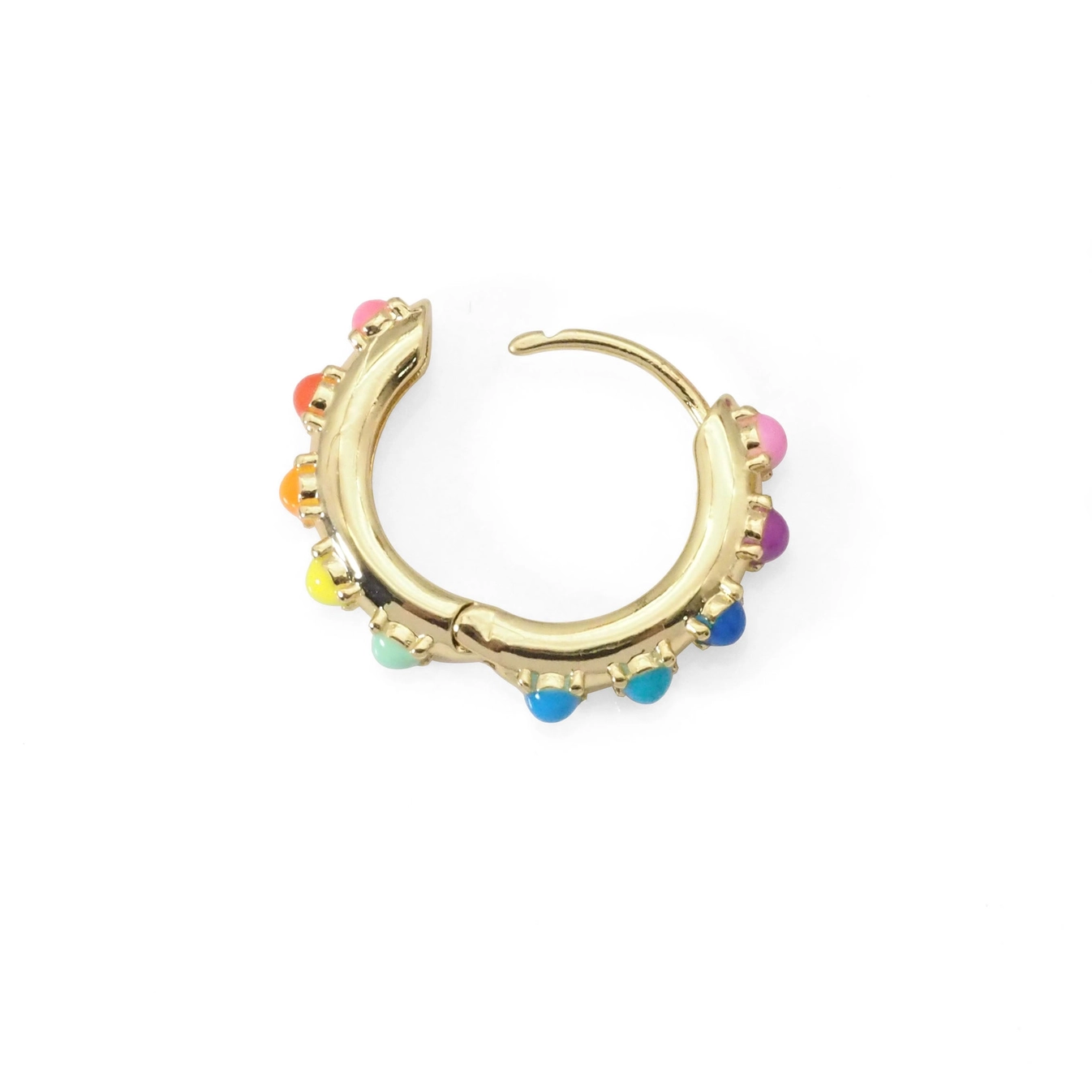 Gold Colorful Enamel Hoop Earrings