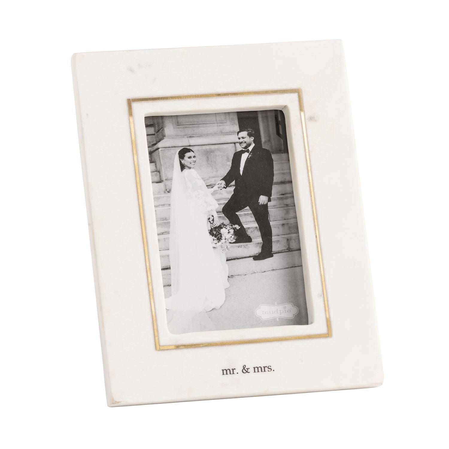 Mr & Mrs Gold Marble Frame