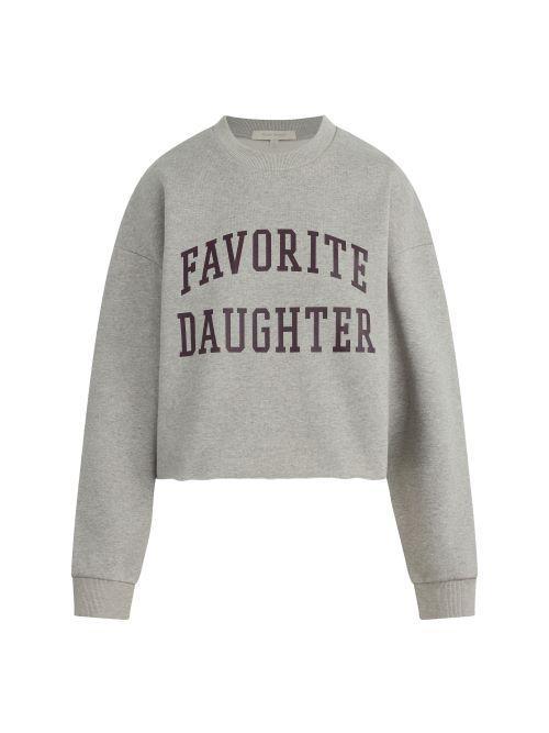 Favorite Daughter Cropped Collegiate Sweatshirt - Heather Grey/Burgundy