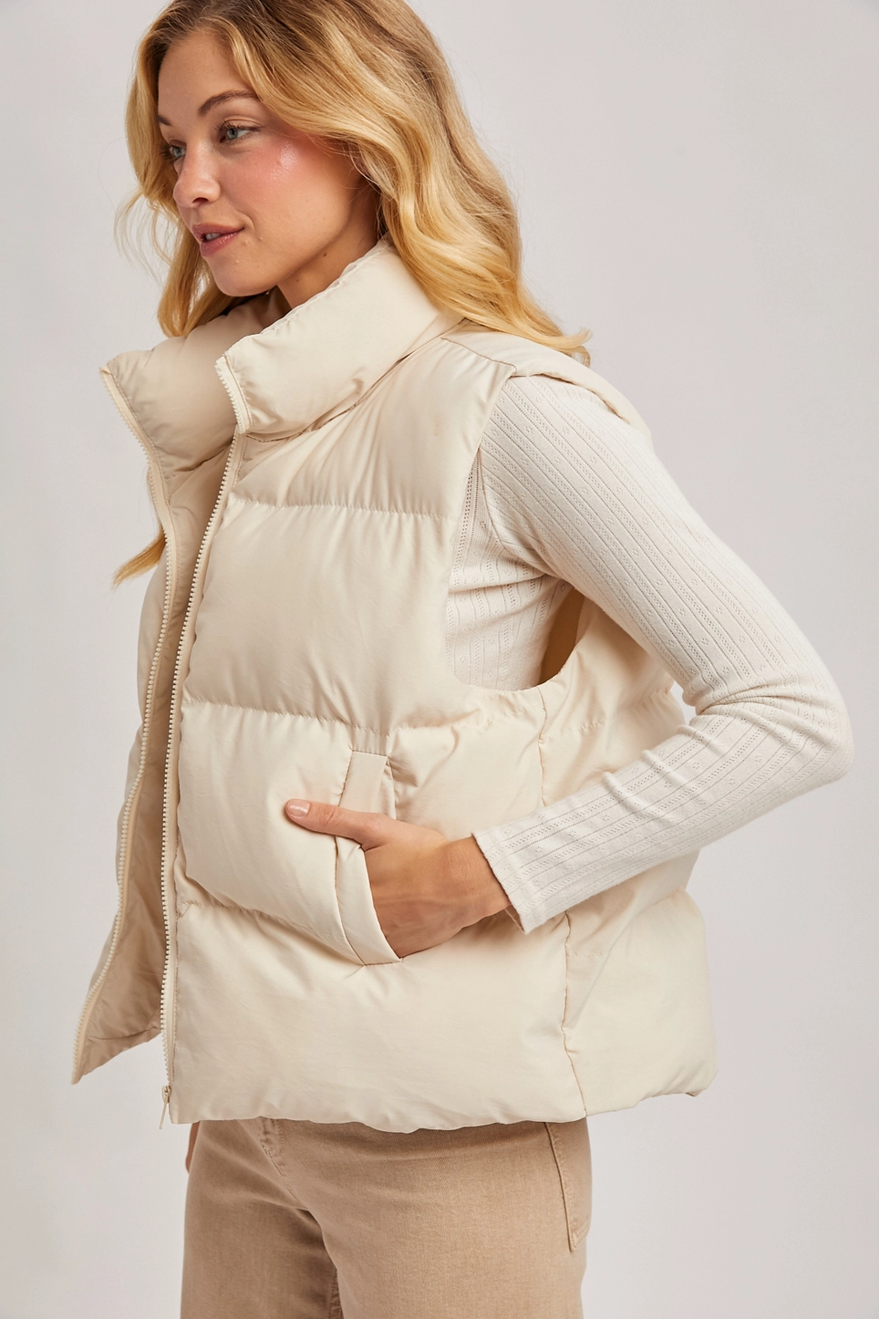 Zipper Front Puffer Vest