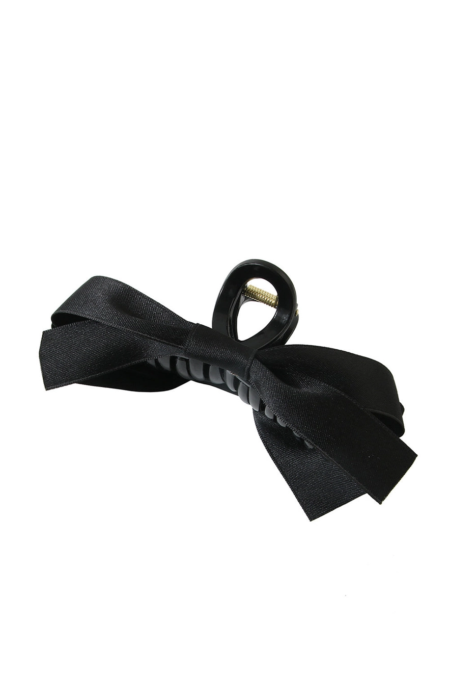 Solid Color Bow Large Hair Claw Clip - Black