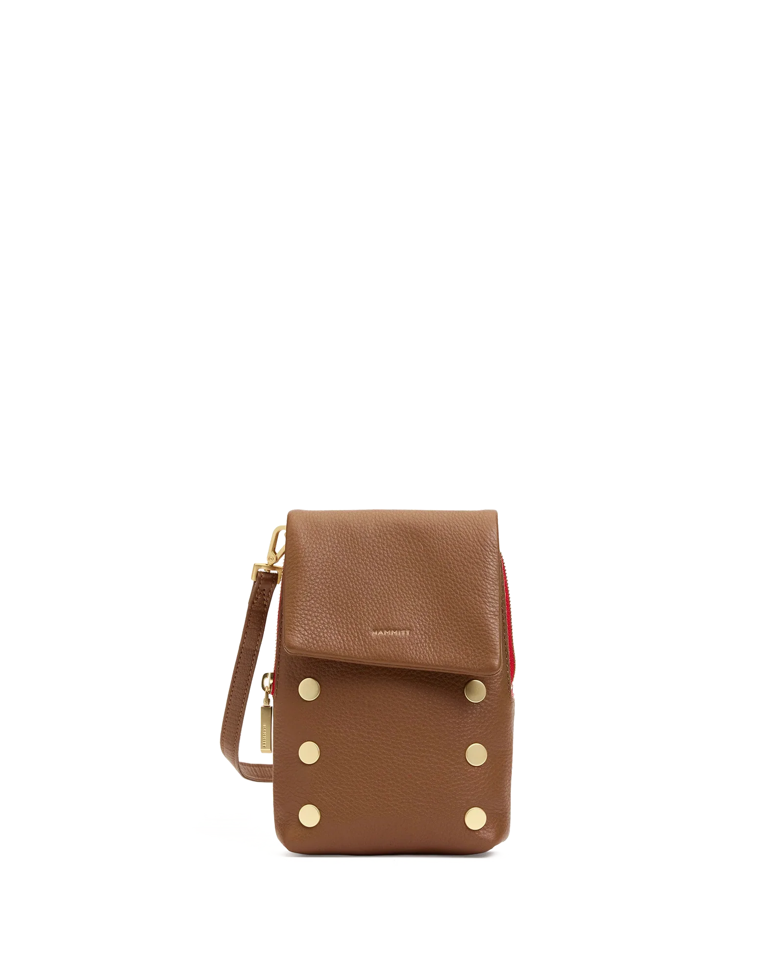 Hammitt VIP Mobile - Mahogany Pebble/Brushed Gold Red Zip