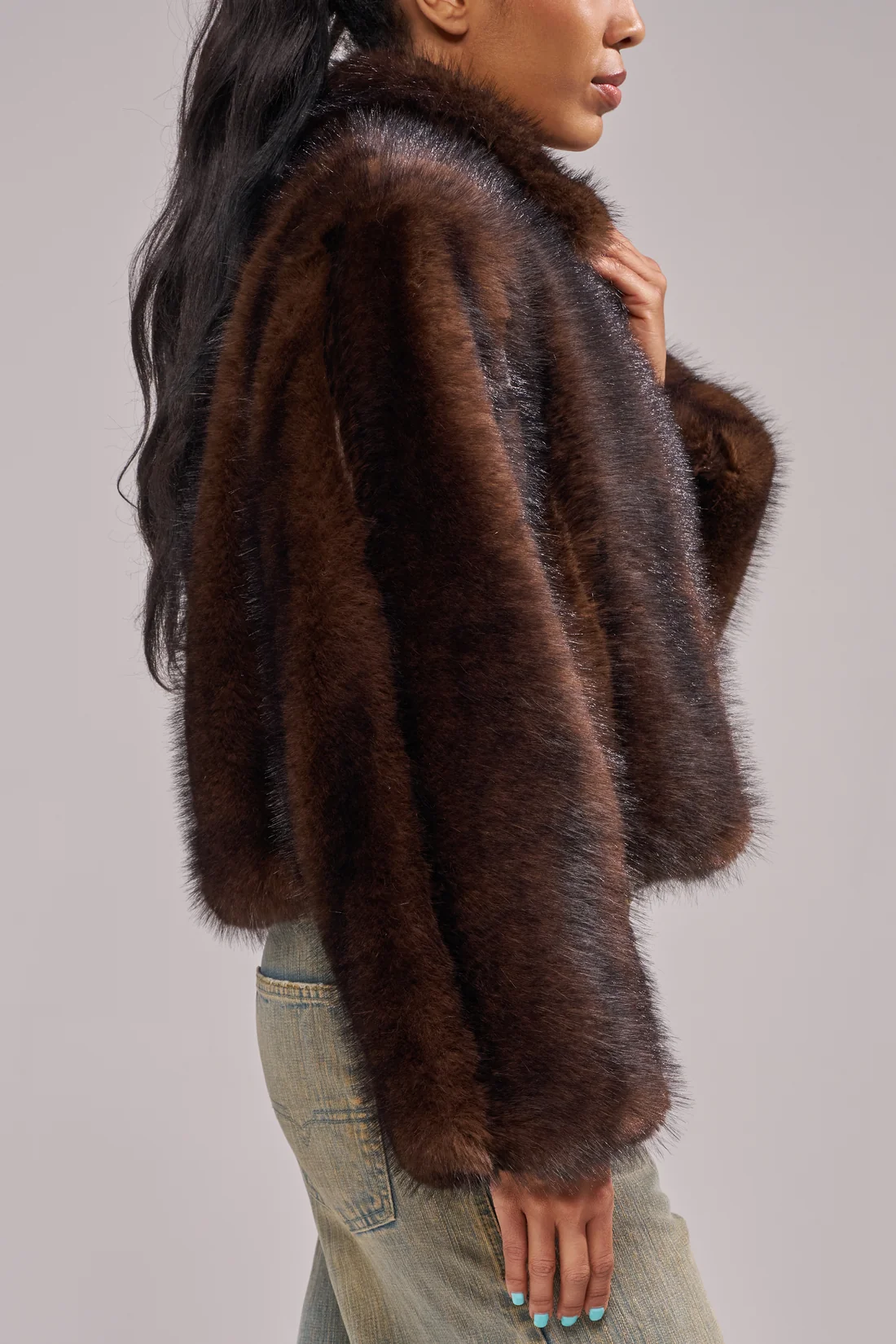 Kessia Faux Fur Jacket - Chocolate