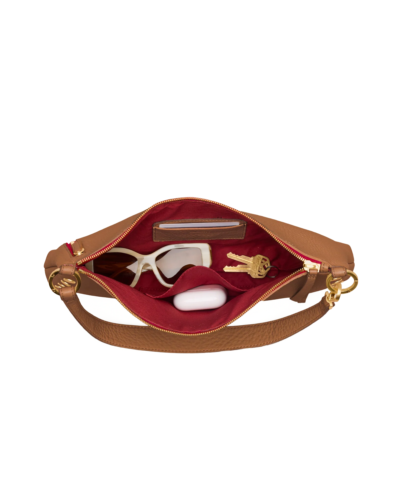Hammitt Kyle Med - Mahogany Pebble/Brushed Gold Red Zip
