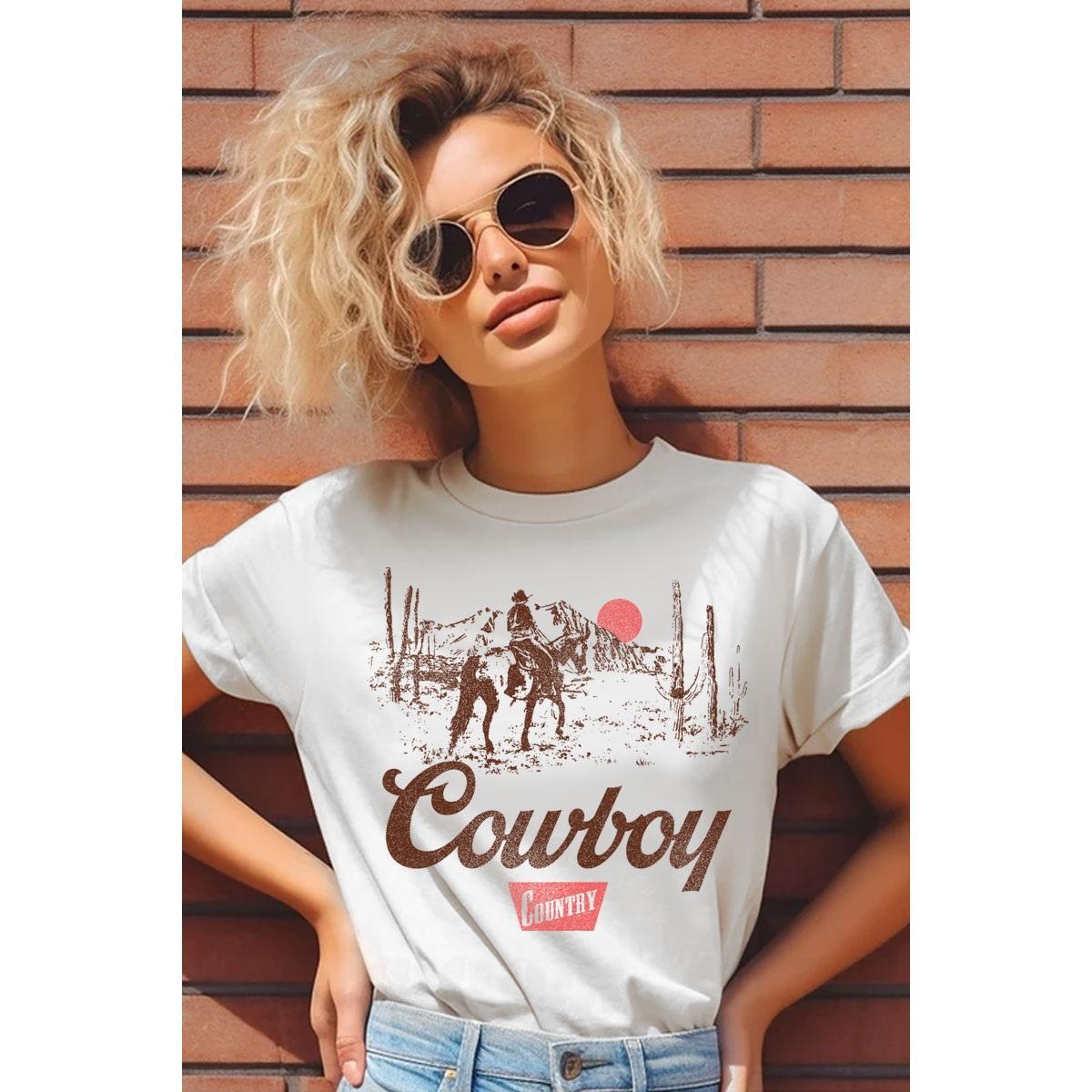 Cowboy Country Mineral Graphic Top - White
