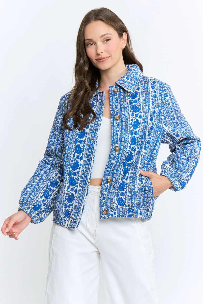 Quilted Floral Print Jacket