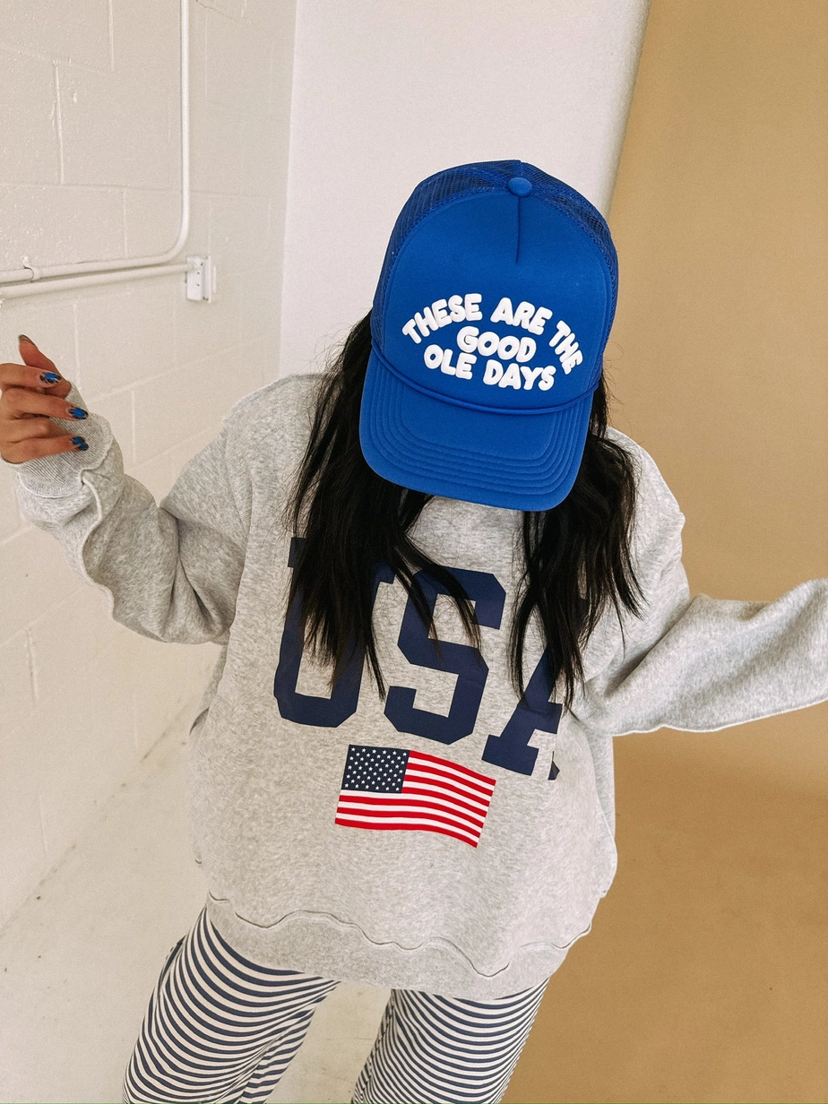 These Are the Good Ole Days Trucker Hat - Blue
