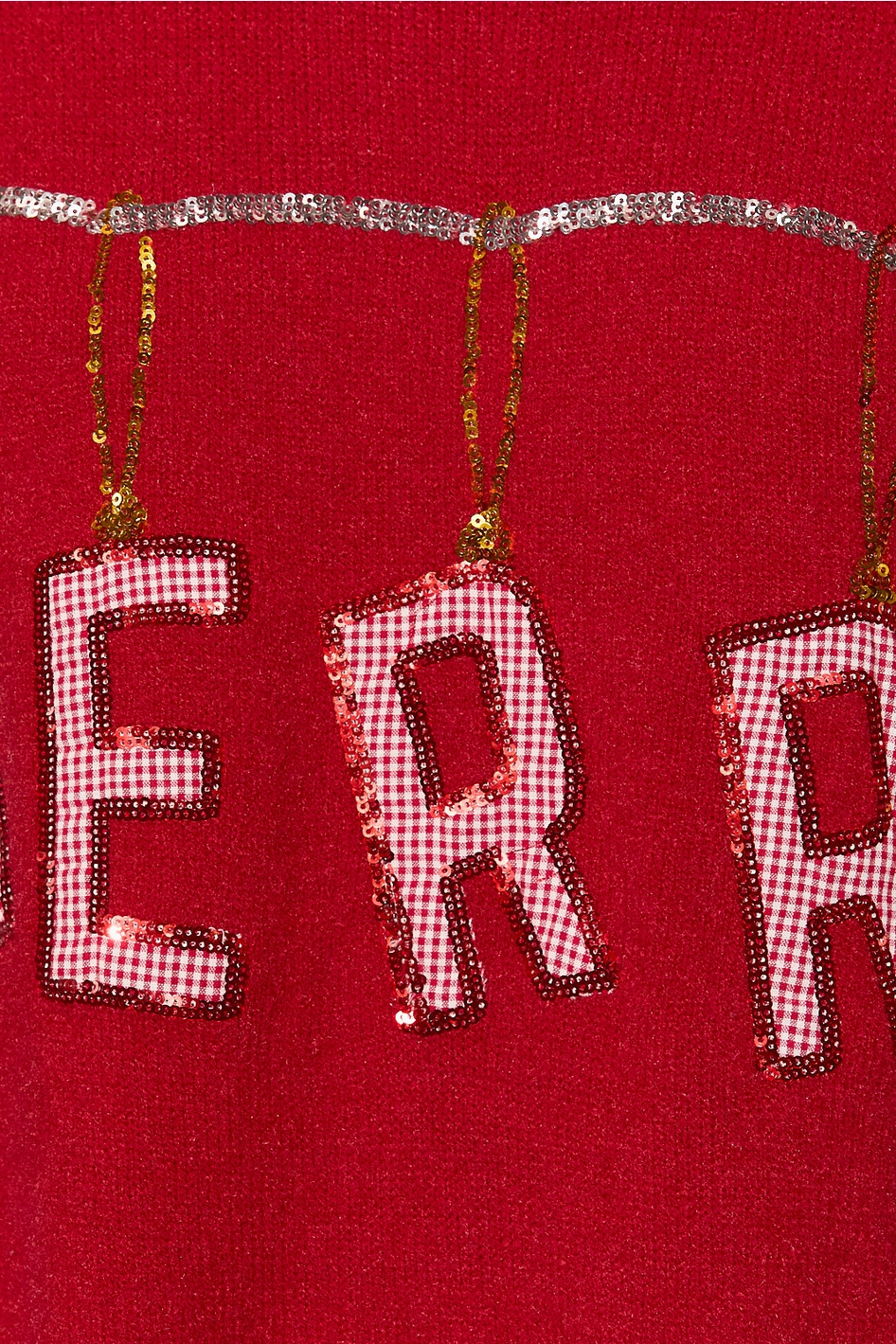 Merry Graphic Oversized Knit Sweater Top - Red