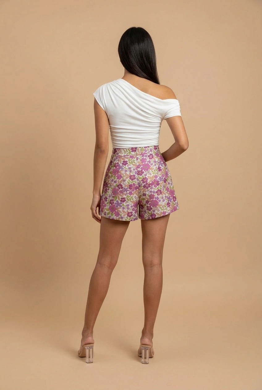 Multicolor High Waist Shorts with Pockets