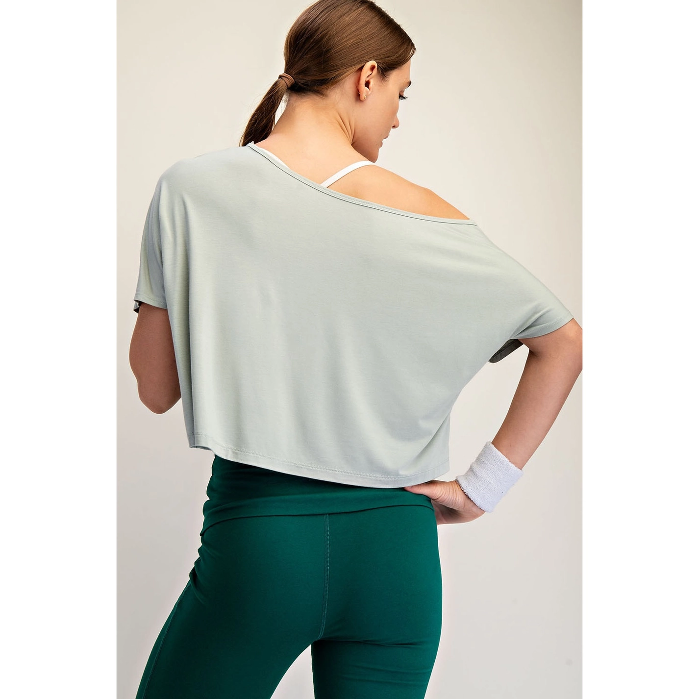 Viscose Modal Cropped Off Shoulder Top