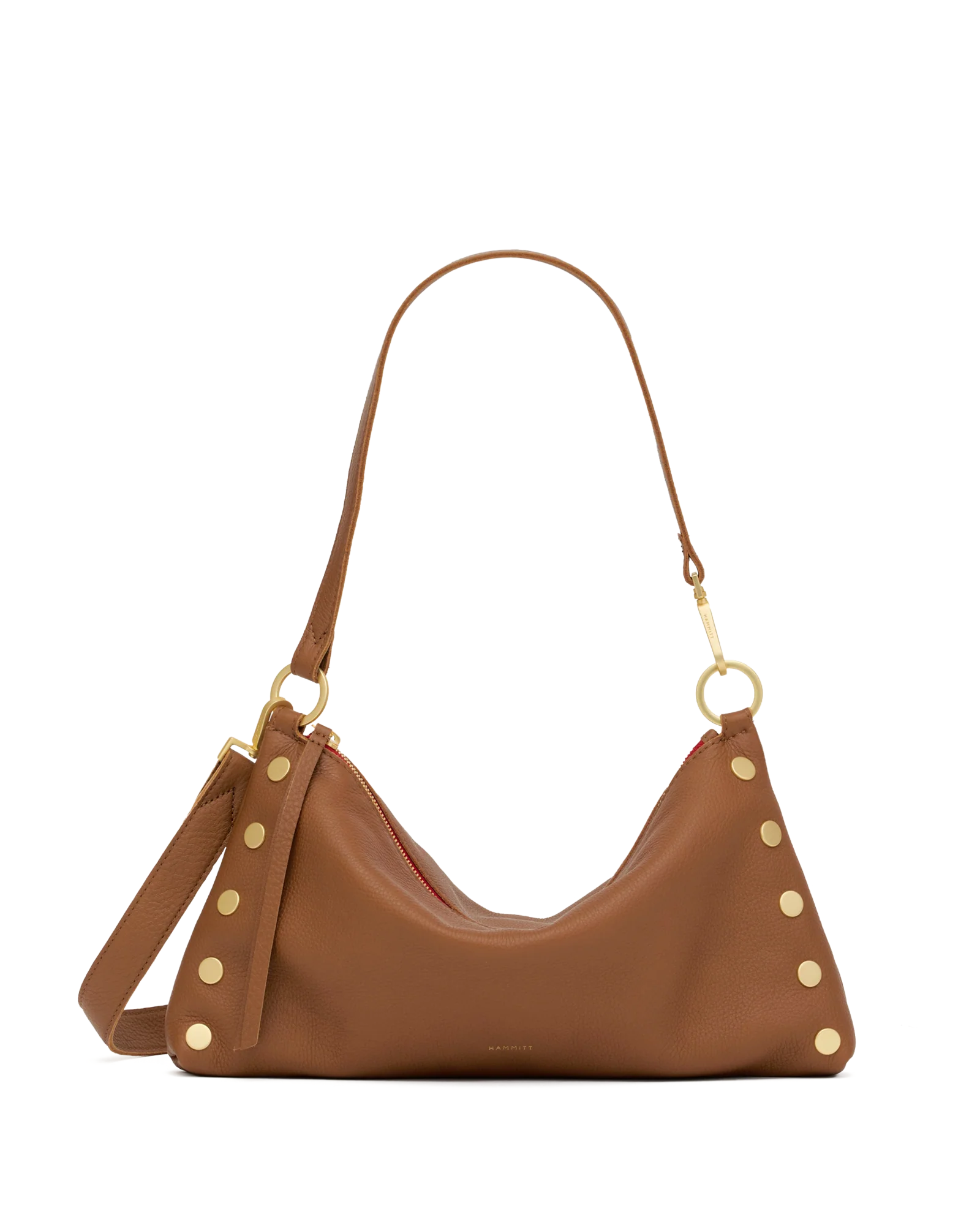 Hammitt Kyle Med - Mahogany Pebble/Brushed Gold Red Zip