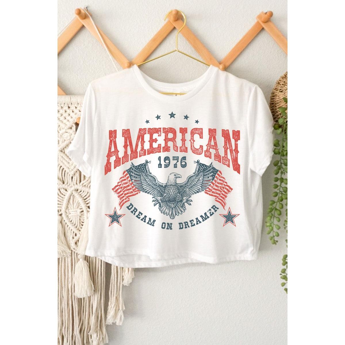 American Dream On Dreamer Graphic Crop Top - White