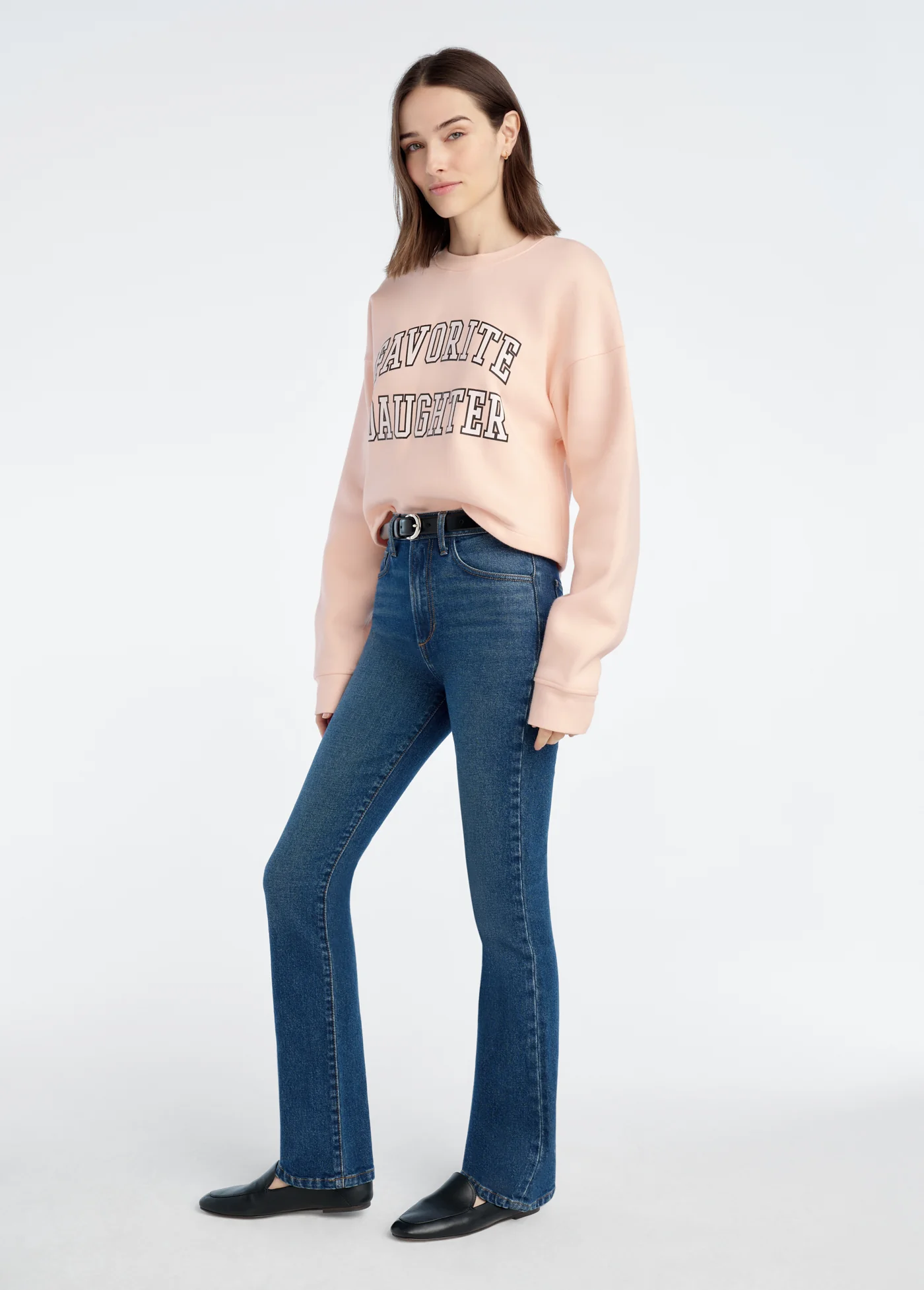The Cropped Collegiate Sweatshirt - Pale Pink/White