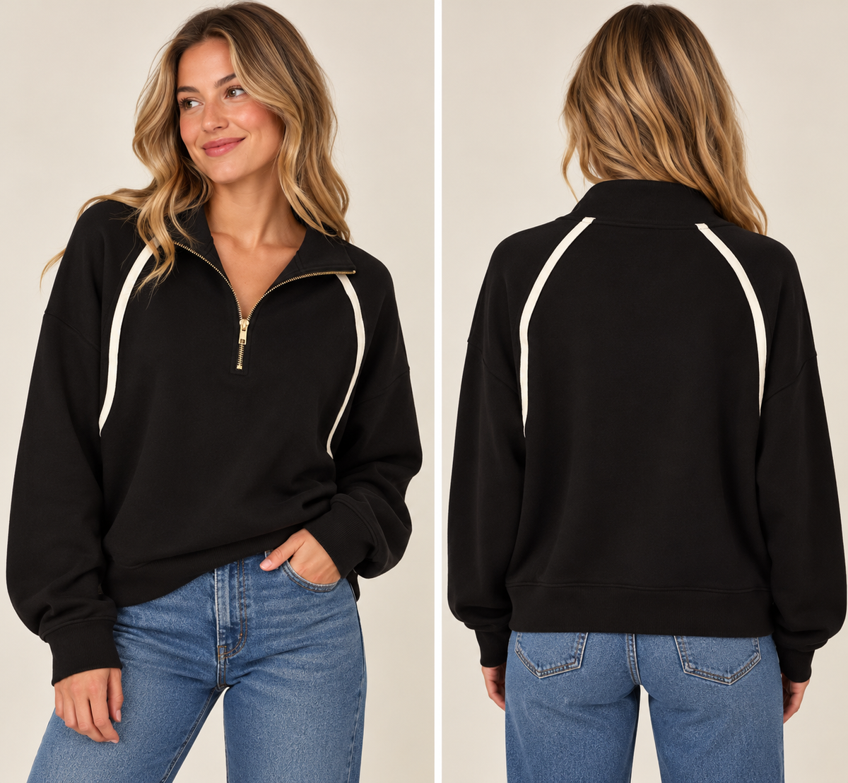 Entro Black Quarter Zip Pullover