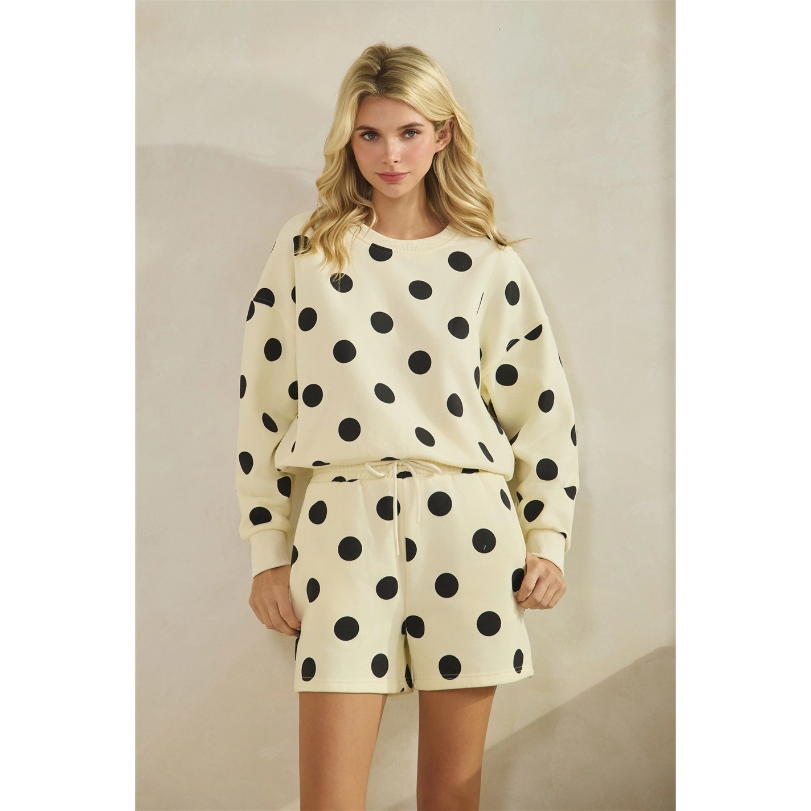 Polka Dot Sweatshorts - Black/Cream