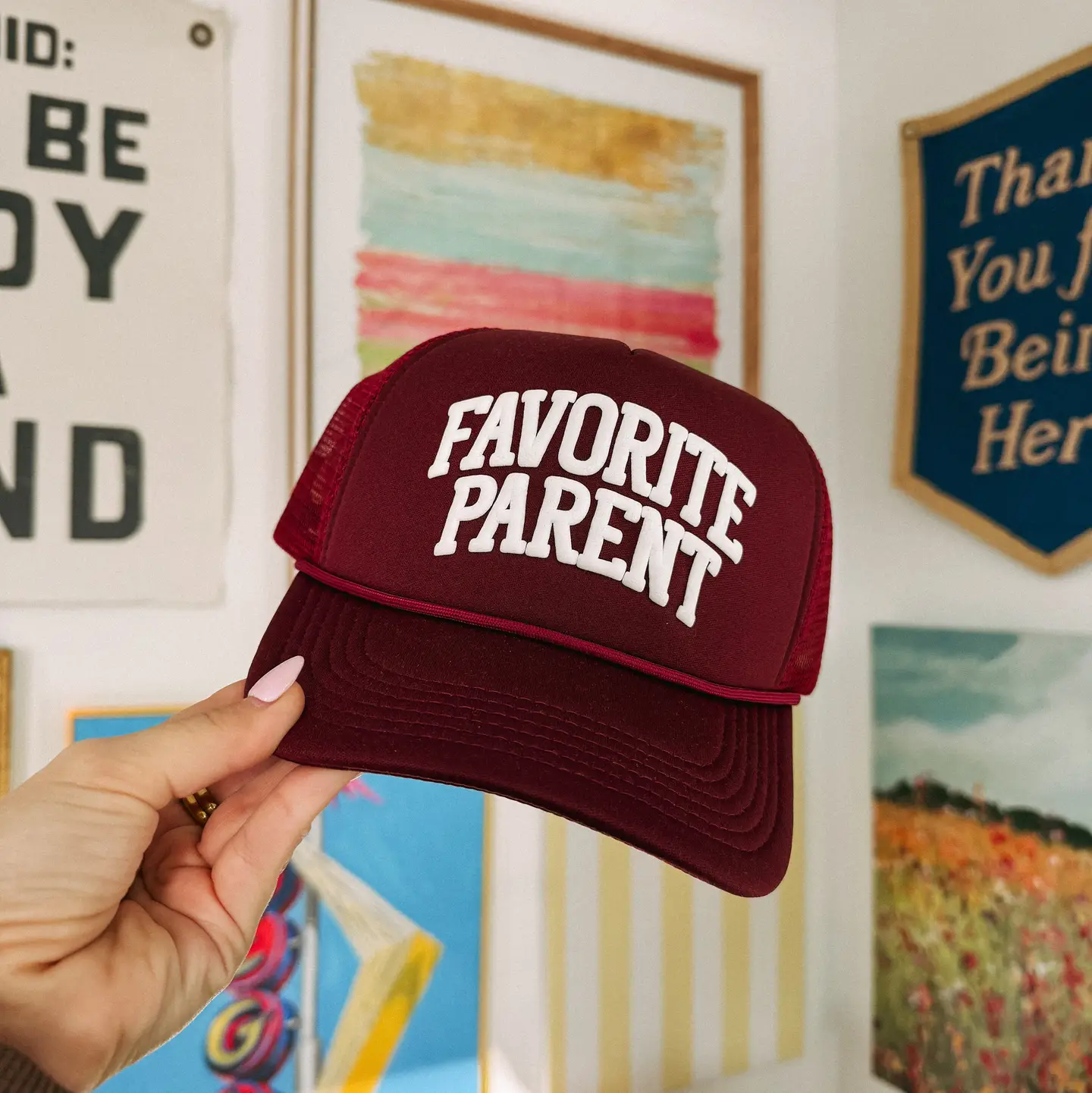 Favorite Parent Trucker Hat - Burgundy