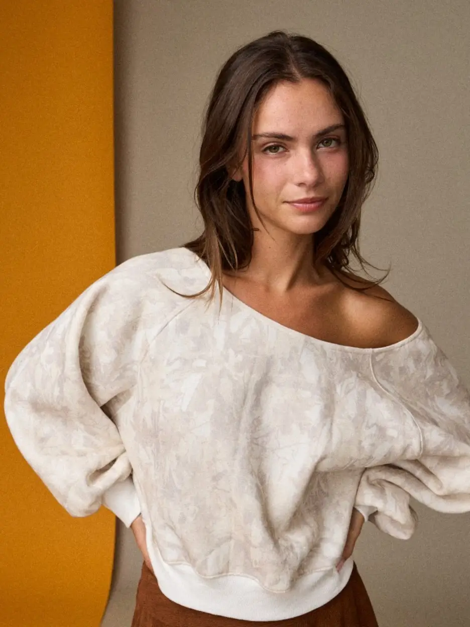 Nature Camo Off-Shoulder L/S Top