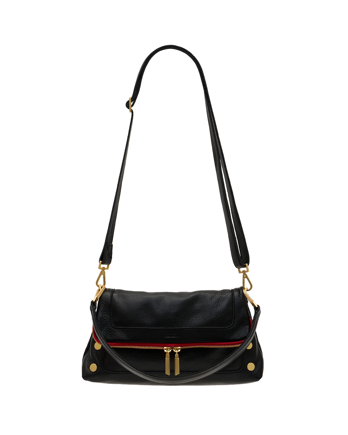 Hammitt Beverly Med - Black/Brushed Gold Red Zip