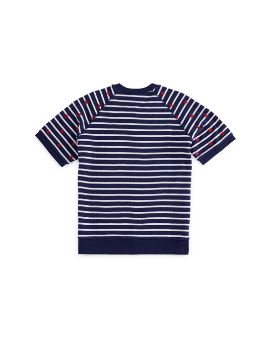 Stripes Lightweight Short Sleeve Sweatshirt - Navy
