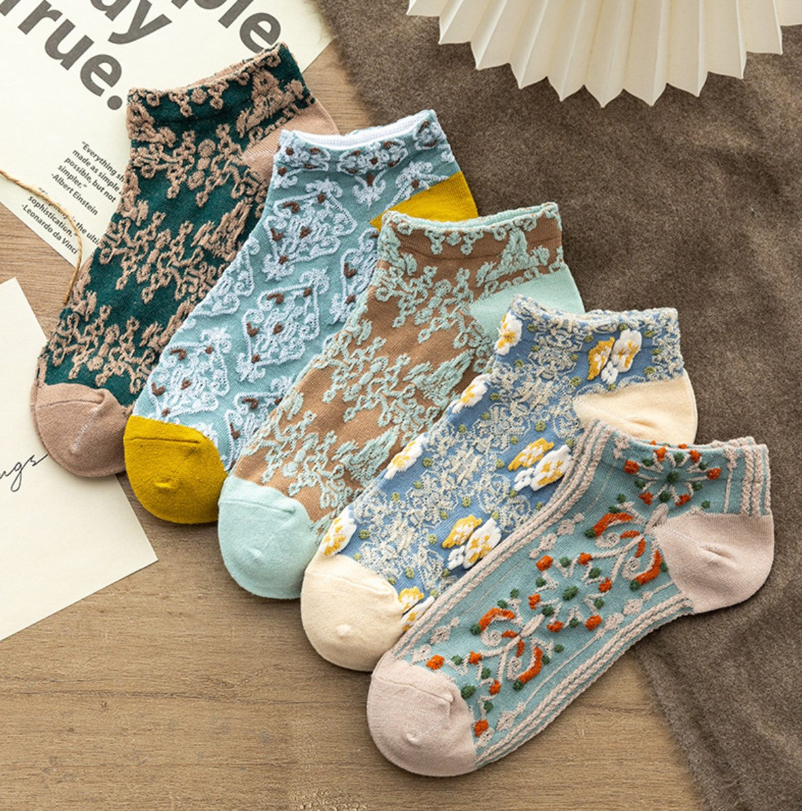 Vintage 3D Floral Socks