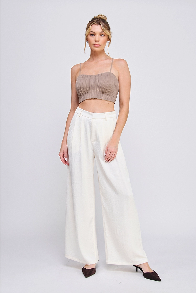 Slim Cable Knit Detail Bralette - Mocha