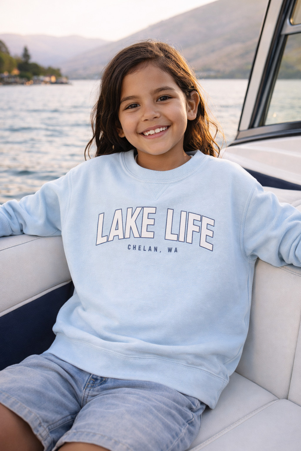 Youth Comfort Wash Fleece Sweatshirt - Lake Life Chelan, WA