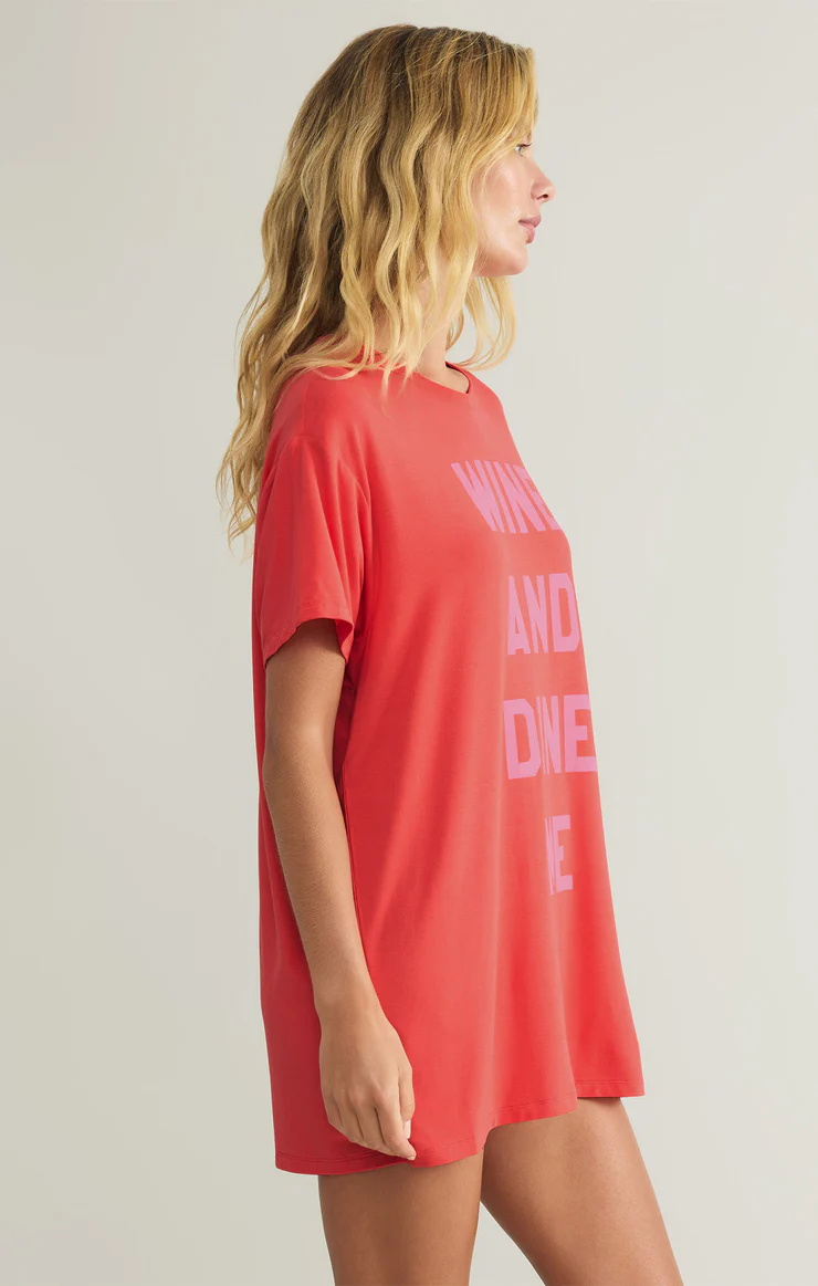 Wine & Dine Night Shirt Hot Stuff