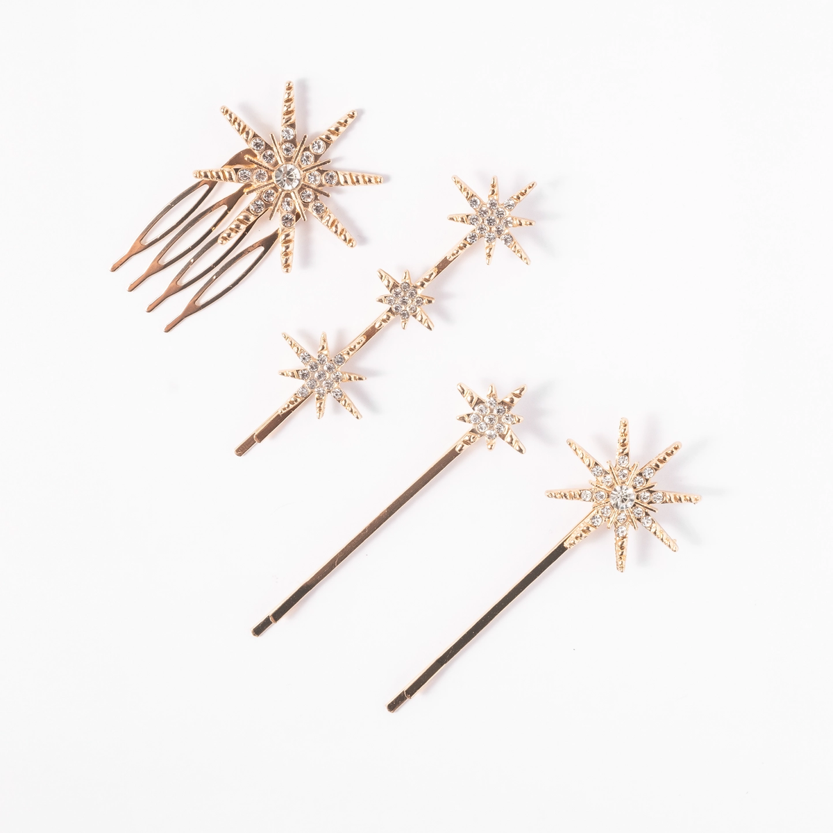 Gold Star Barrettes, Set of 4