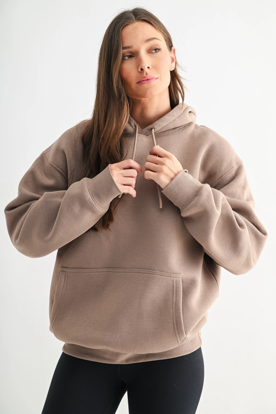 Cotton Blend Drop Shoulder Hoodie