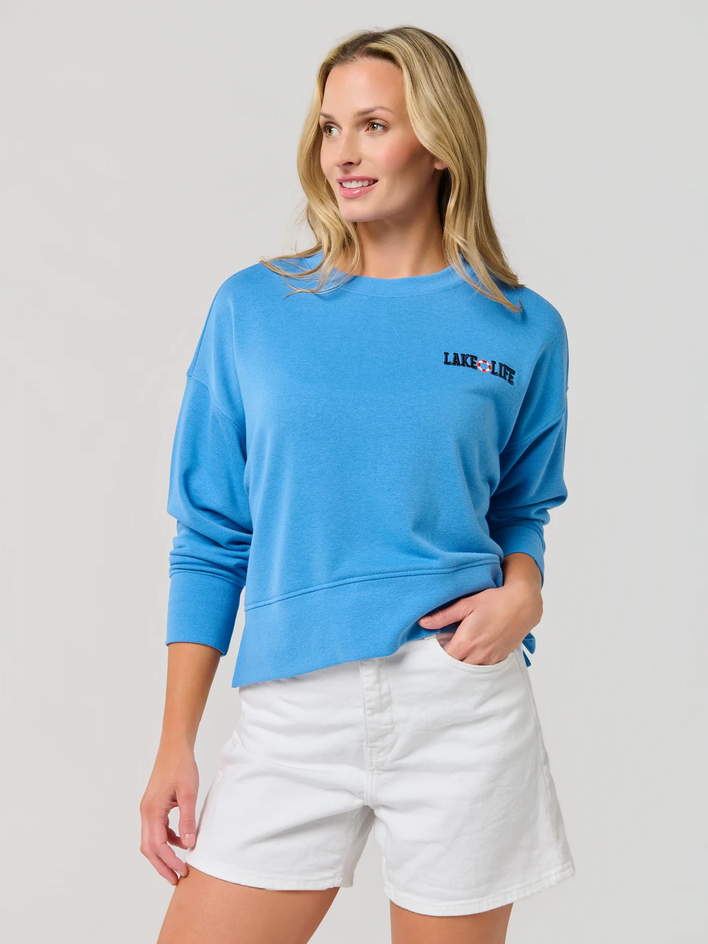 Shiraleah "Boat Docks And Flip Flops" Relaxed Sweatshirt - Blue