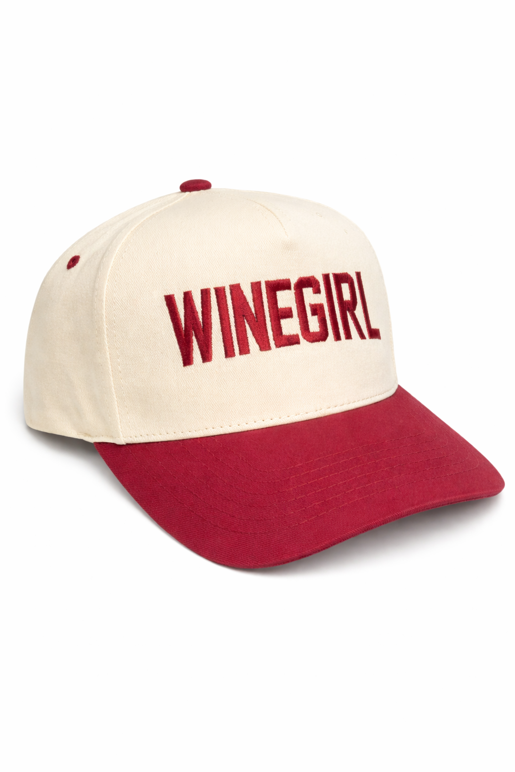 Winegirl Two-Tone Embroidered Trucker Hat - Burgundy