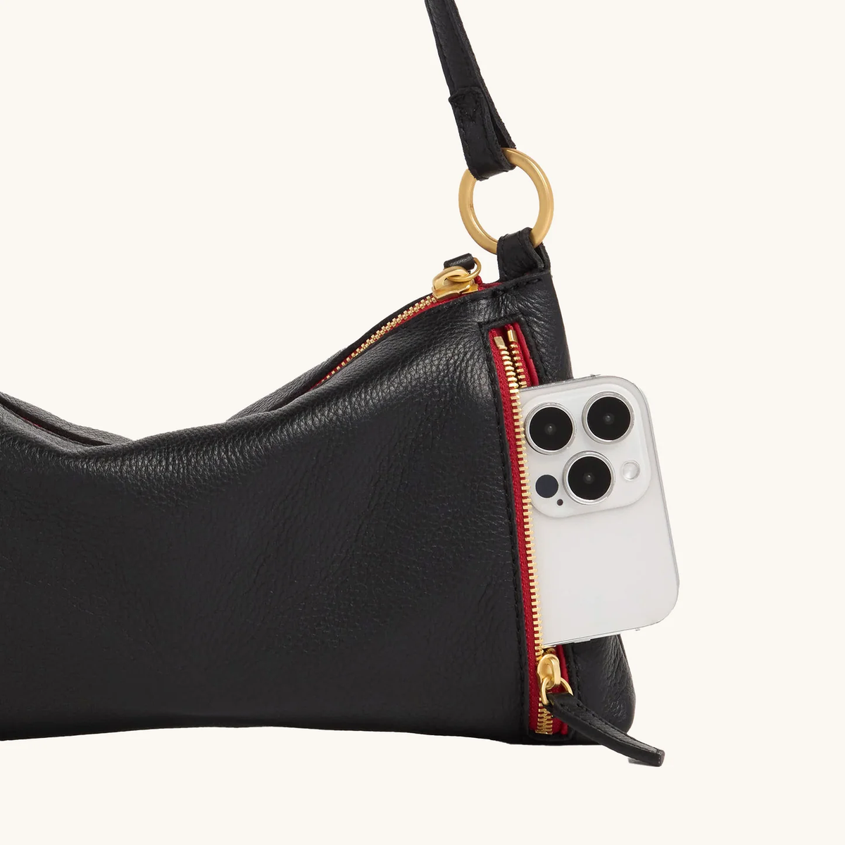 Hammitt Kyle - Black/Brushed Gold Red Zip