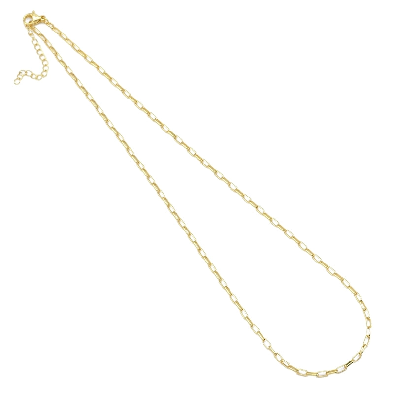 Thin Paperclip Link Chain Adjustable Necklace - Gold