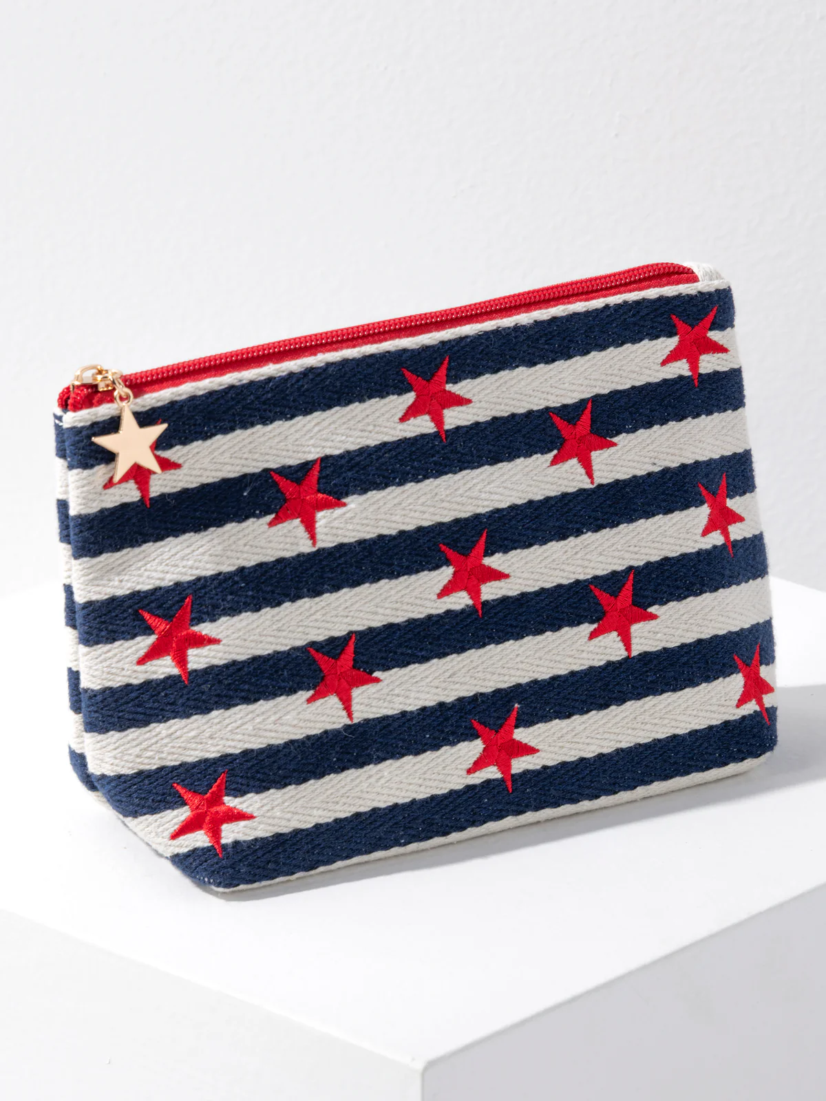 Shiraleah Morgan Stars Large Zip Pouch - Navy