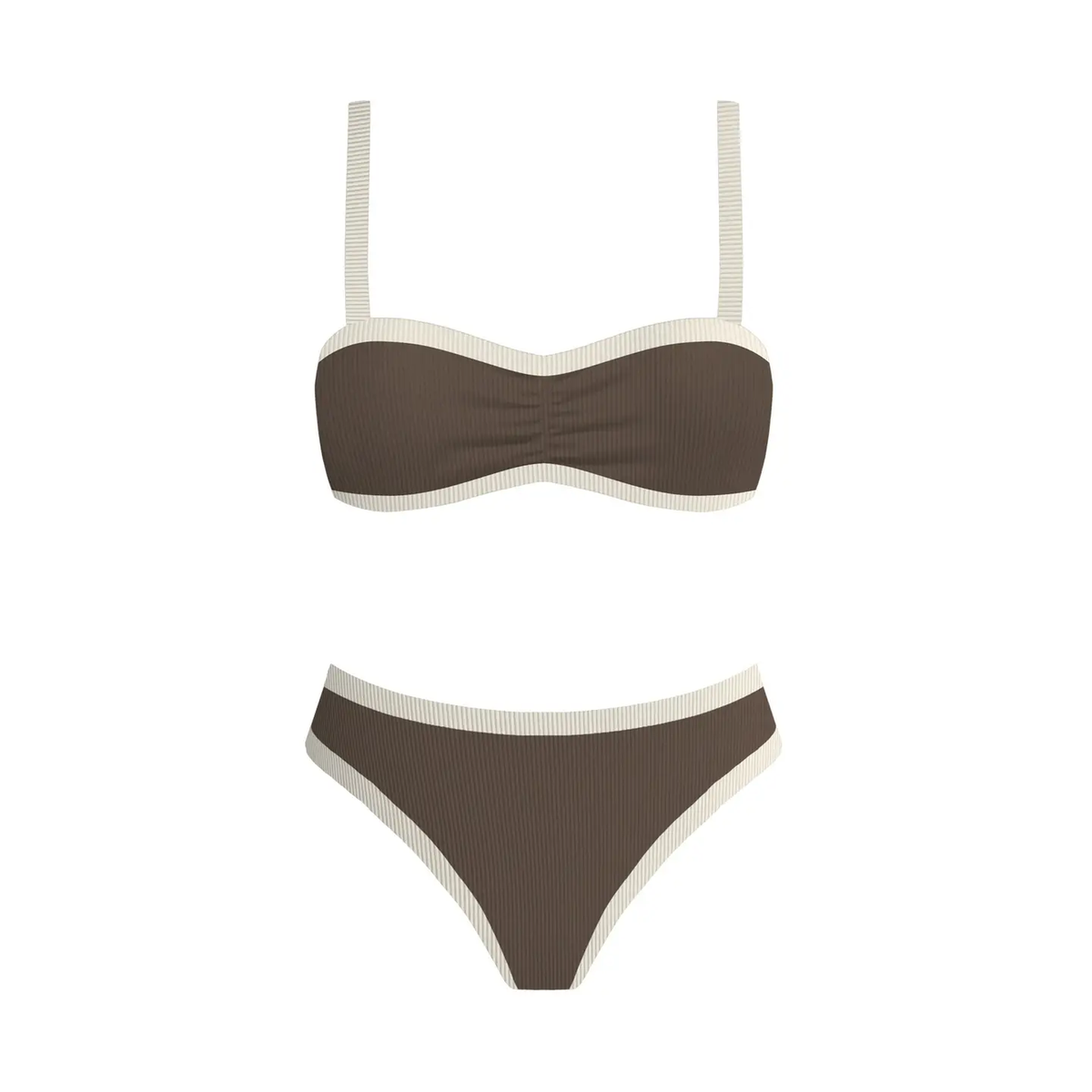 Wandering in Paris Bikini Top - Brown/Beige