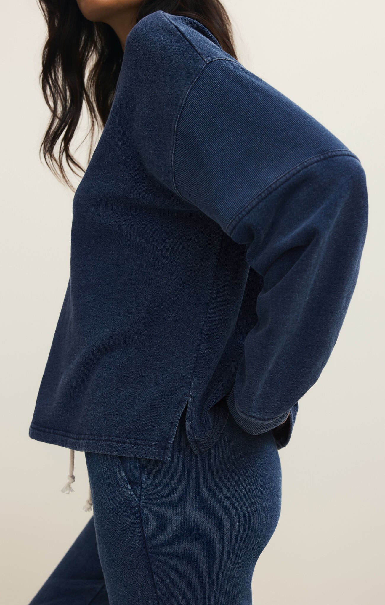 Delphine Knit Denim Sweatshirt - Indigo