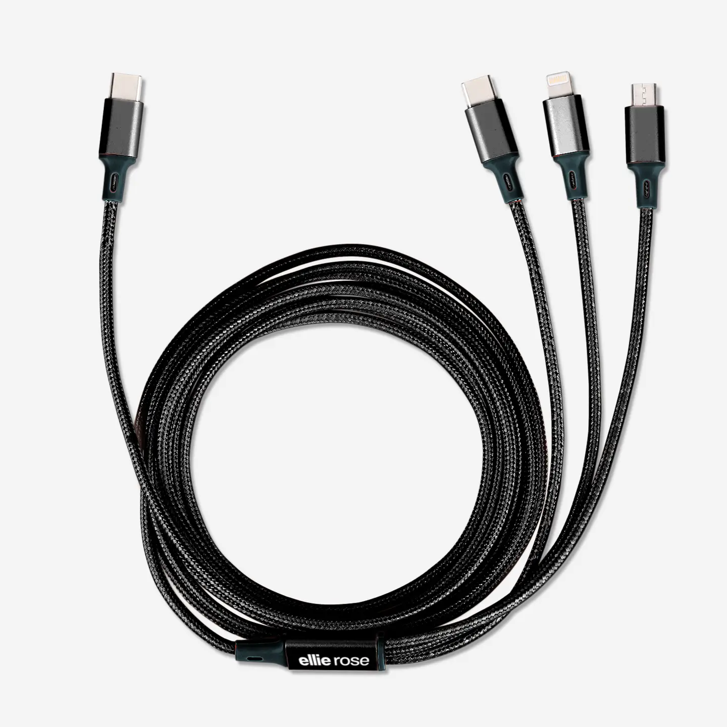 3-in-1 Charging Cable 10 ft Nylon - USB C